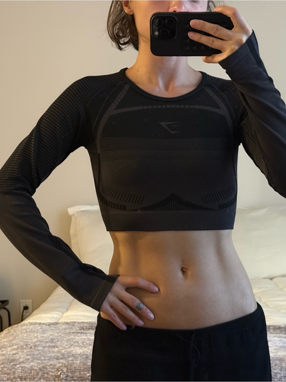 Gymshark Black Seamless Long-Sleeve Crew